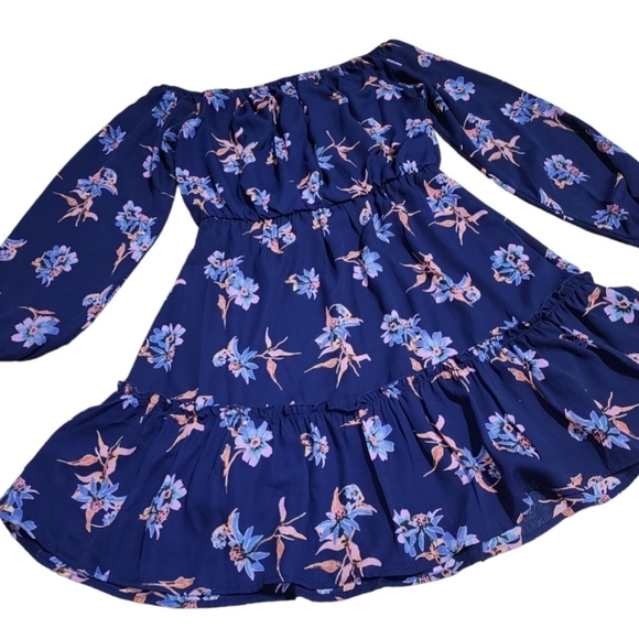 Altar'd State Mini Dress Off-Shoulder Floral Small Ruffle Lightweight Boho Chic - Picture 2 of 5